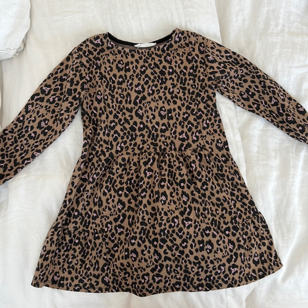 Zara girls leopard print knit dress